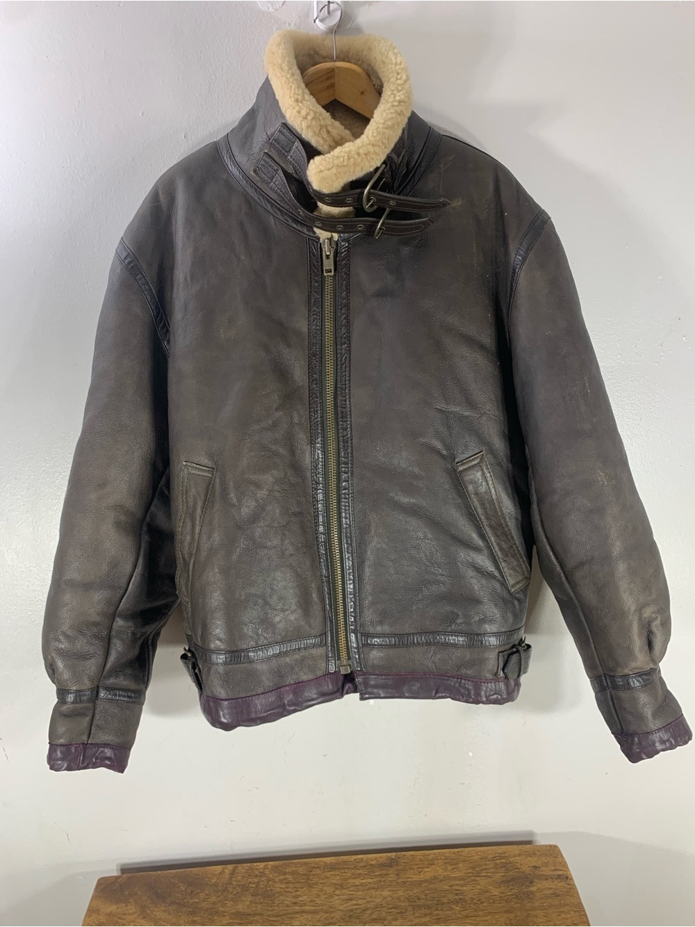 Vintage Moores Genuine Sheepskin Leather Shearling B-3 Aviator Bomber Jacket
